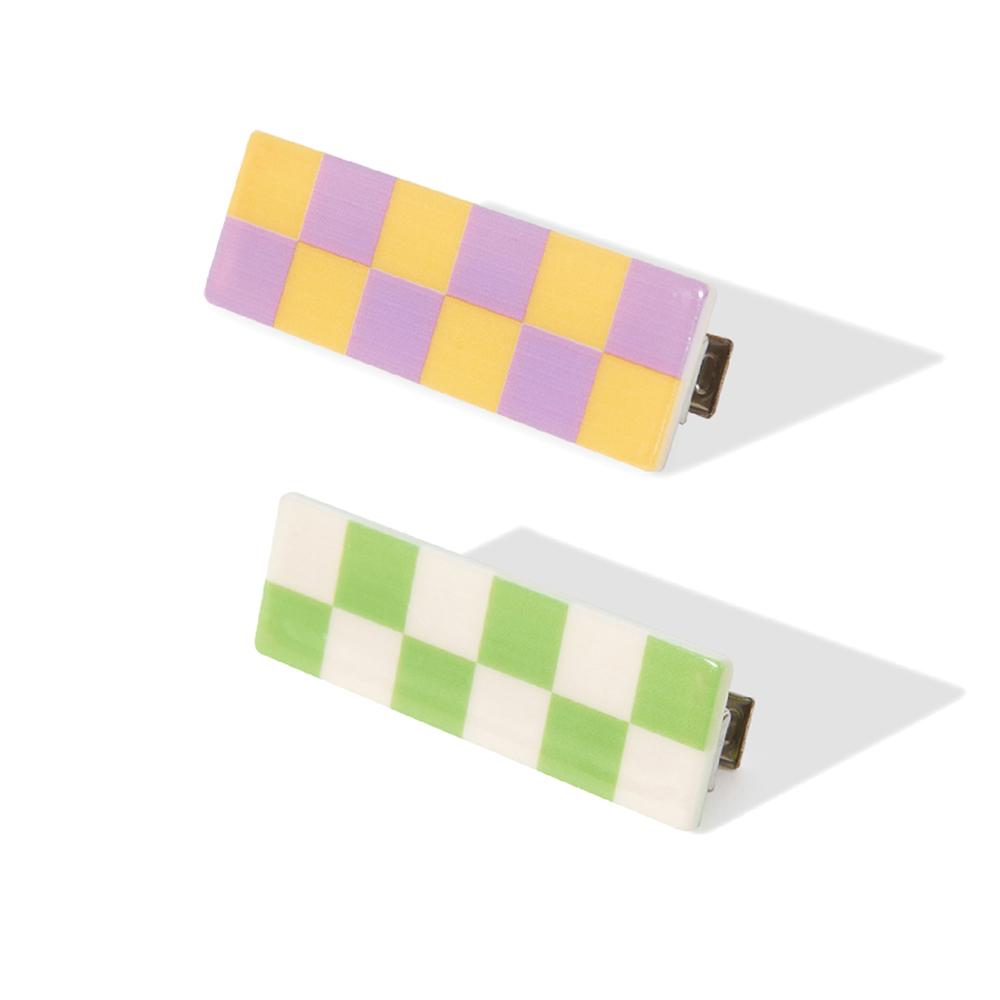 Never Land Checkered Hair Clip Set