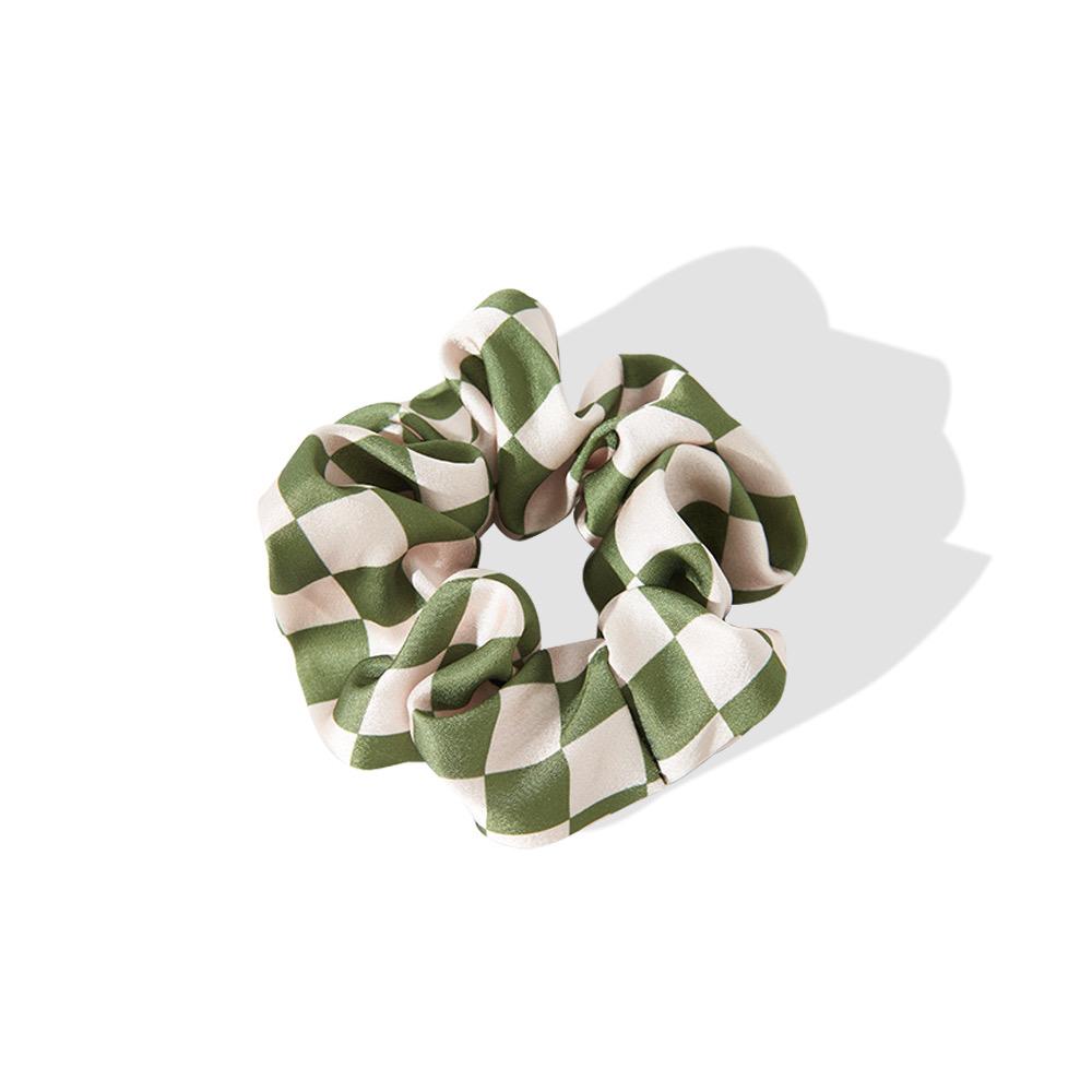 Cocoa Checkered Scrunchie