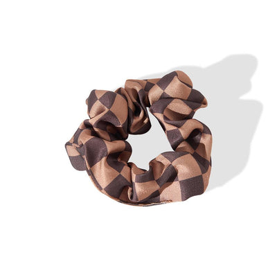 Cocoa Checkered Scrunchie