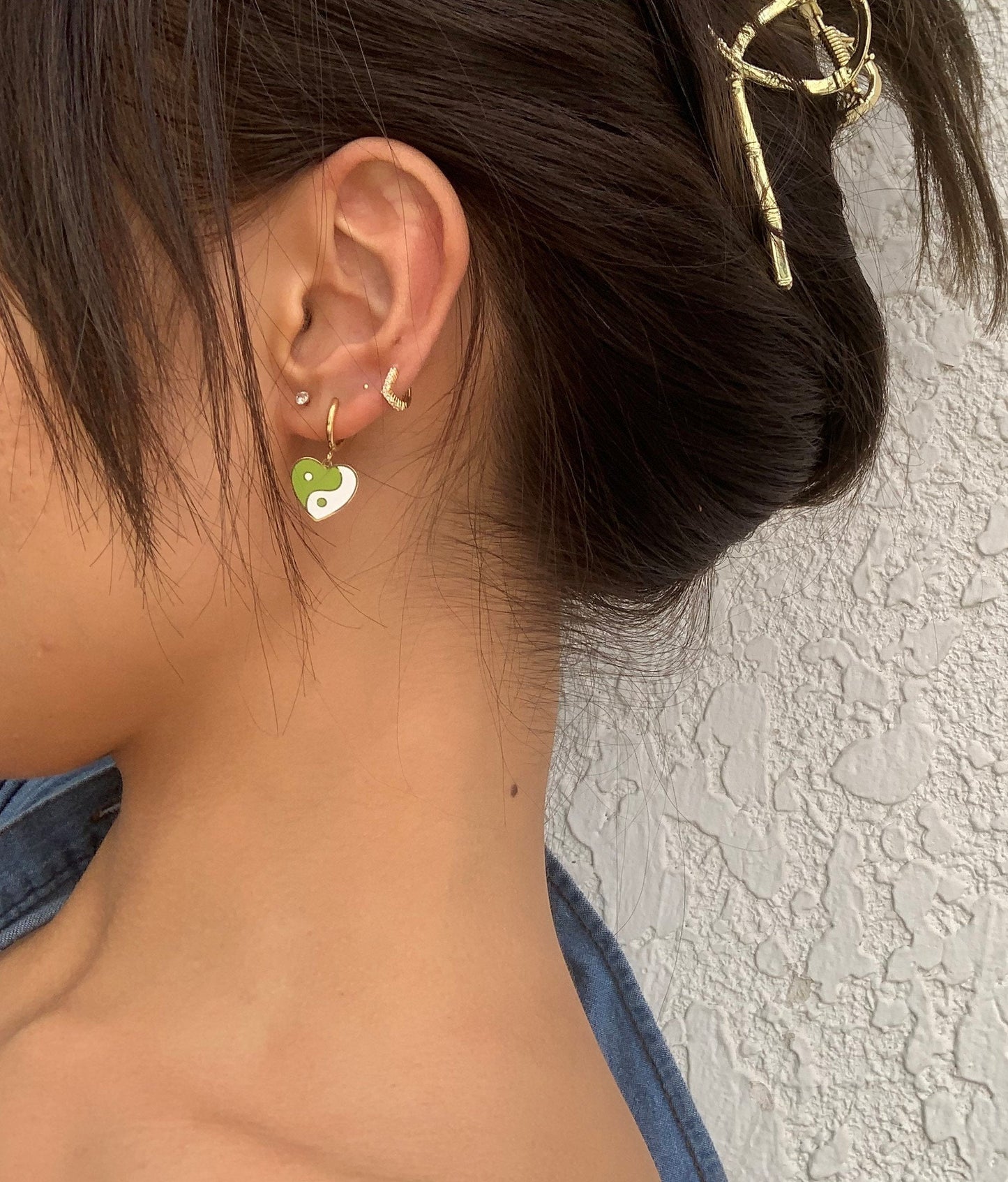 Yin yang heart earrings