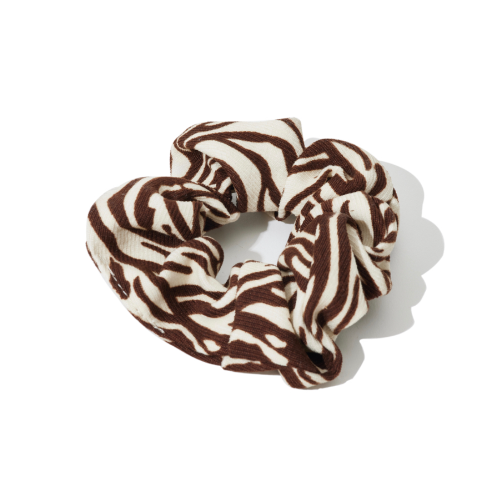 Stripey Zebra Scrunchy in Black