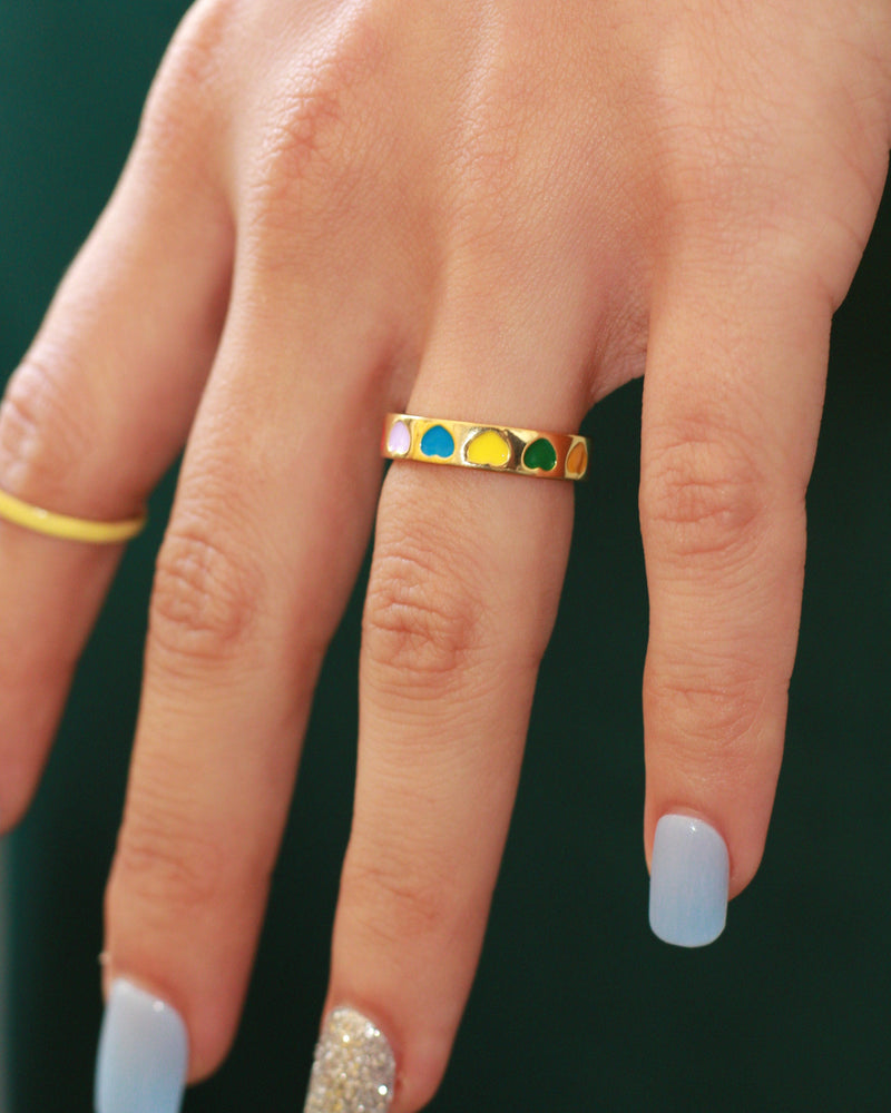 Patti Colored Hearts Ring