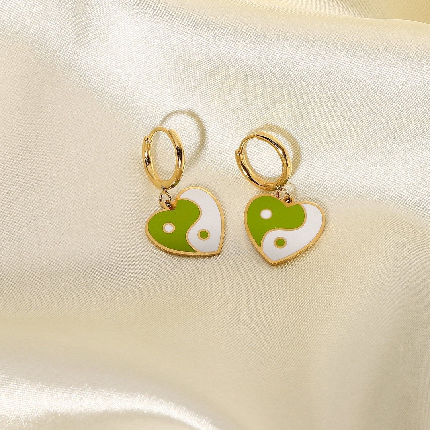 Yin Yang Heart Earrings