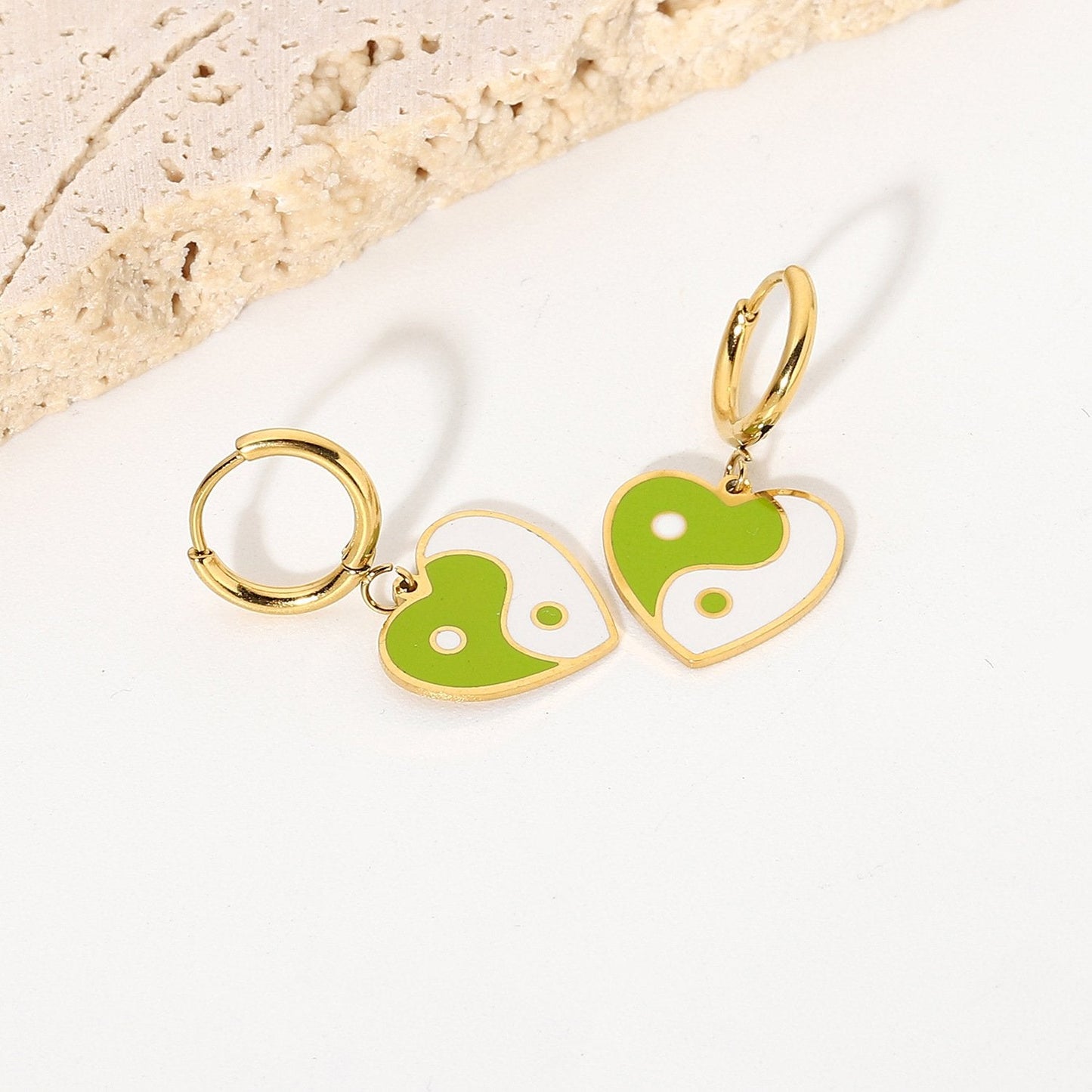 Yin yang heart earrings