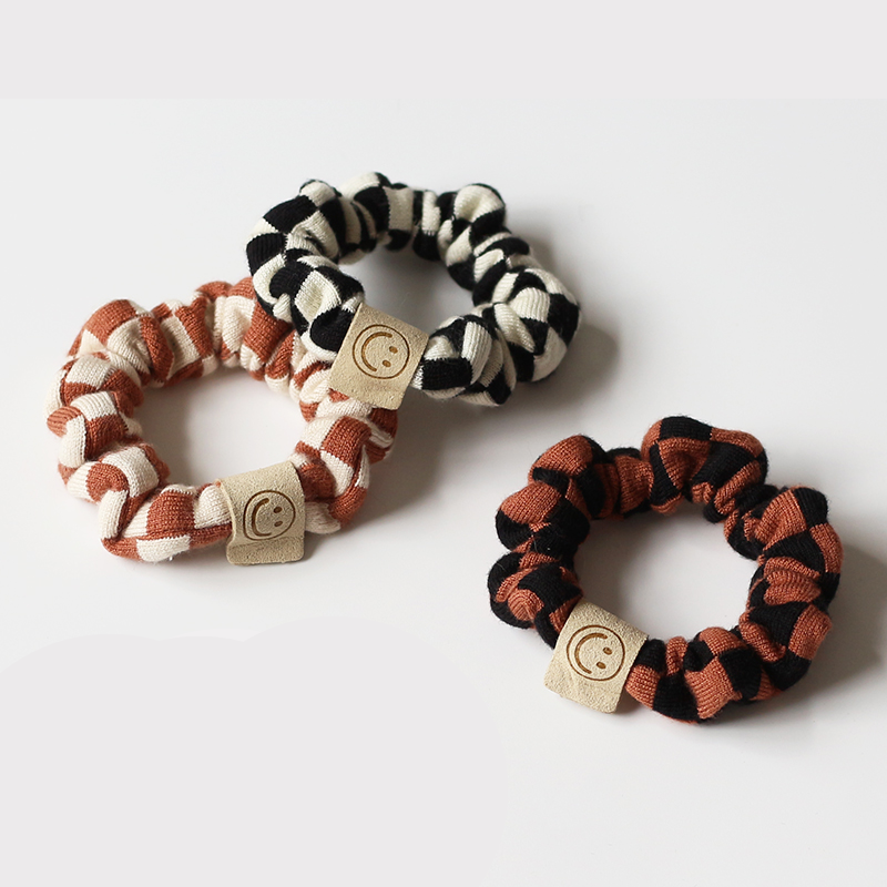 Chocolate Checkered Scrunchie