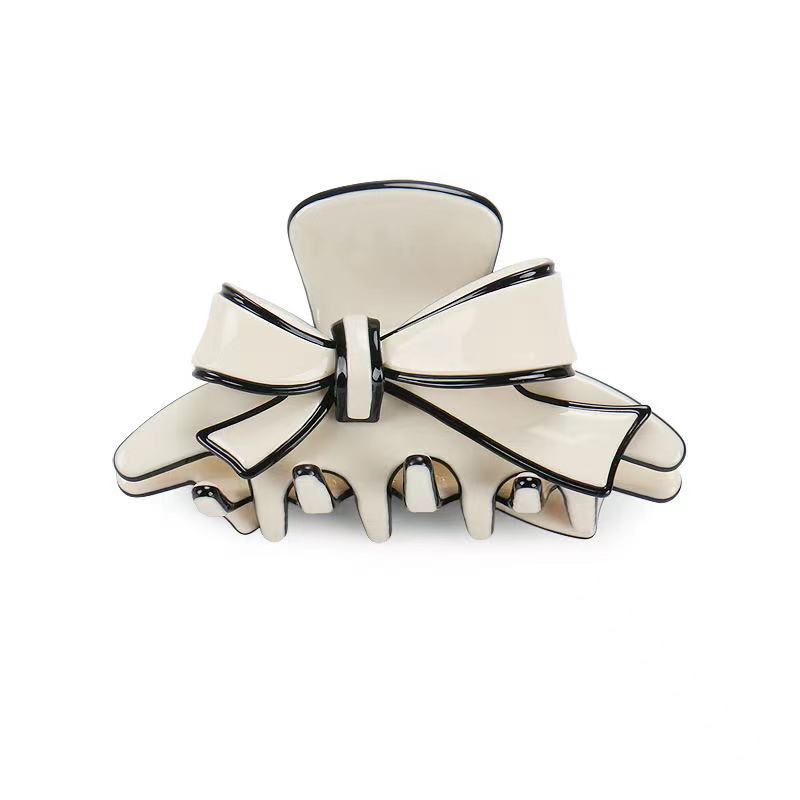 Black line white butterfly claw clip