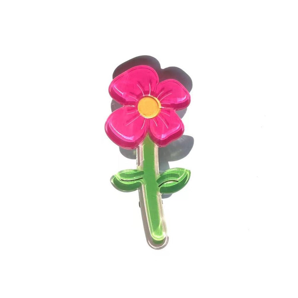 Pink Wildflowers Hair Clip