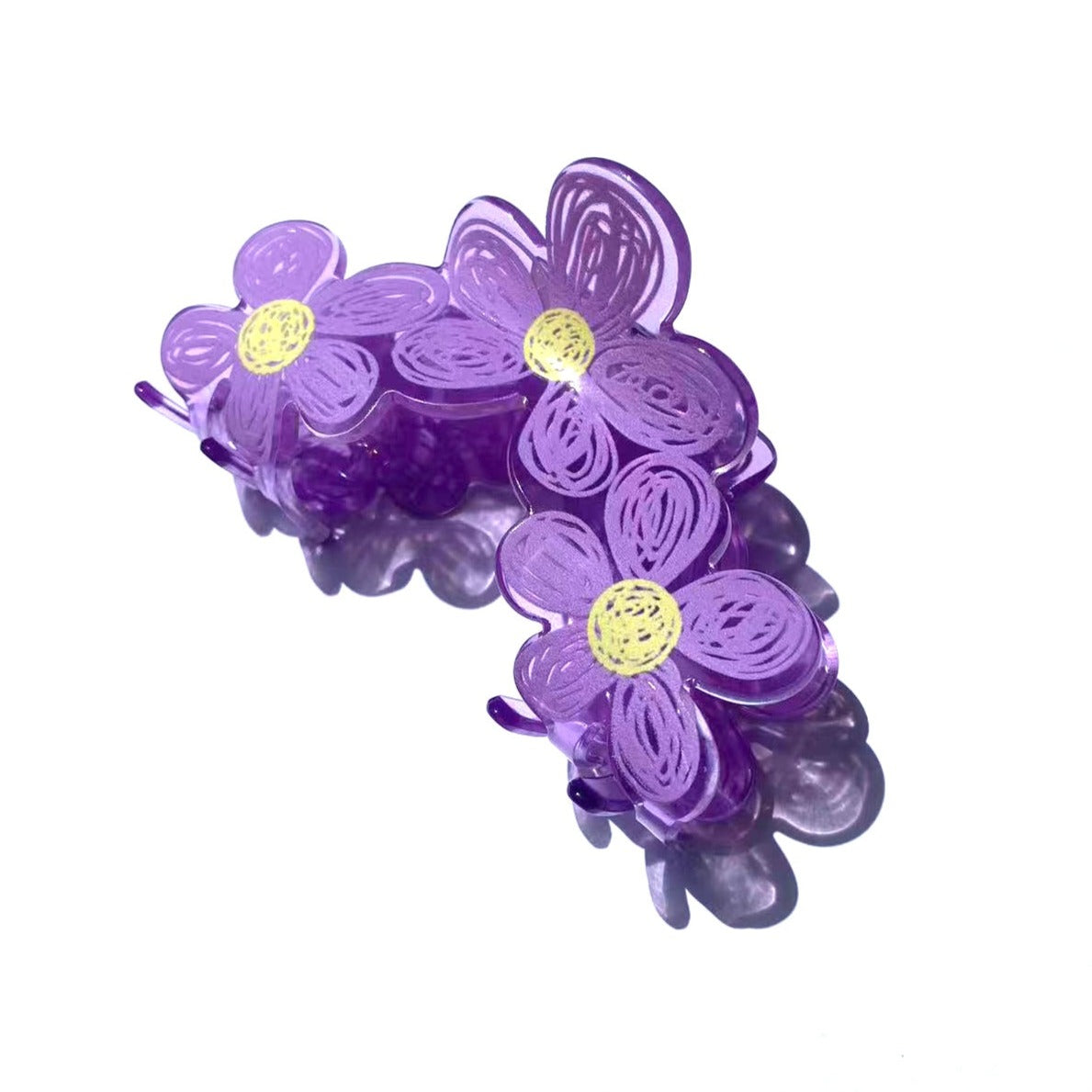 Daisy Flower Hair Claw Within Purple