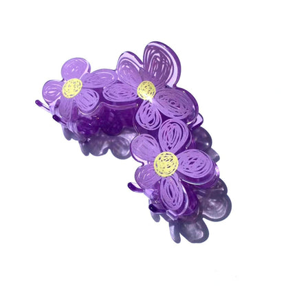 Daisy Flower Hair Claw Within Purple