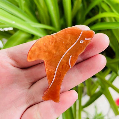 Dolphin Mini Hair Claw Within Orange