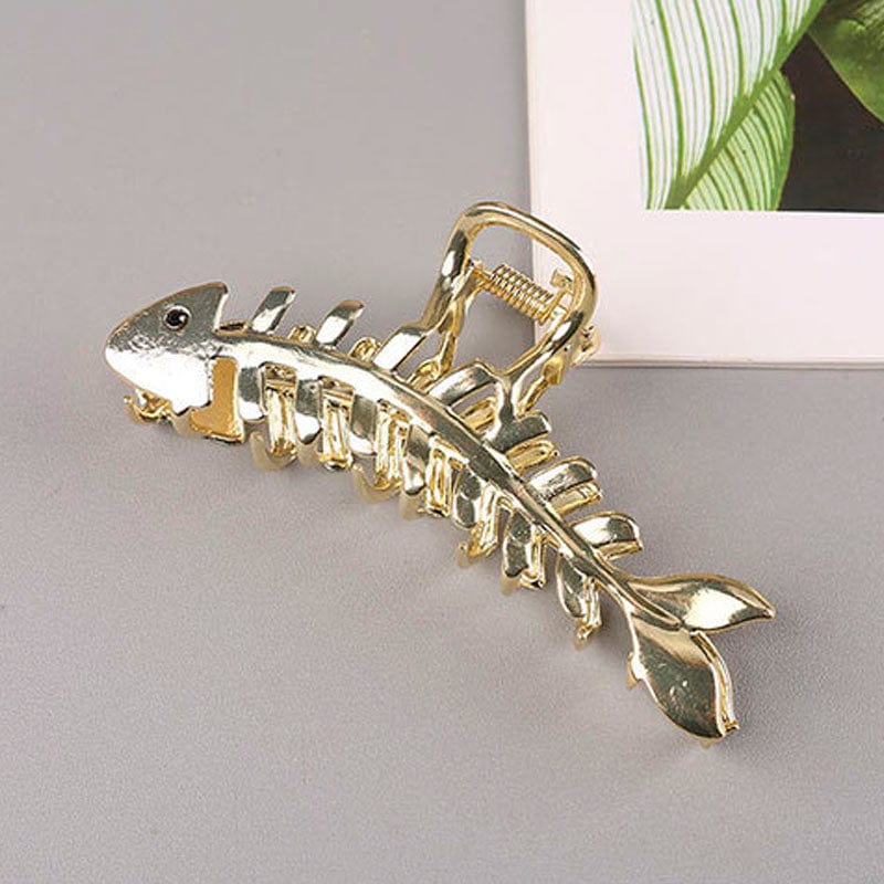 Golden Fishbone Hair Claw