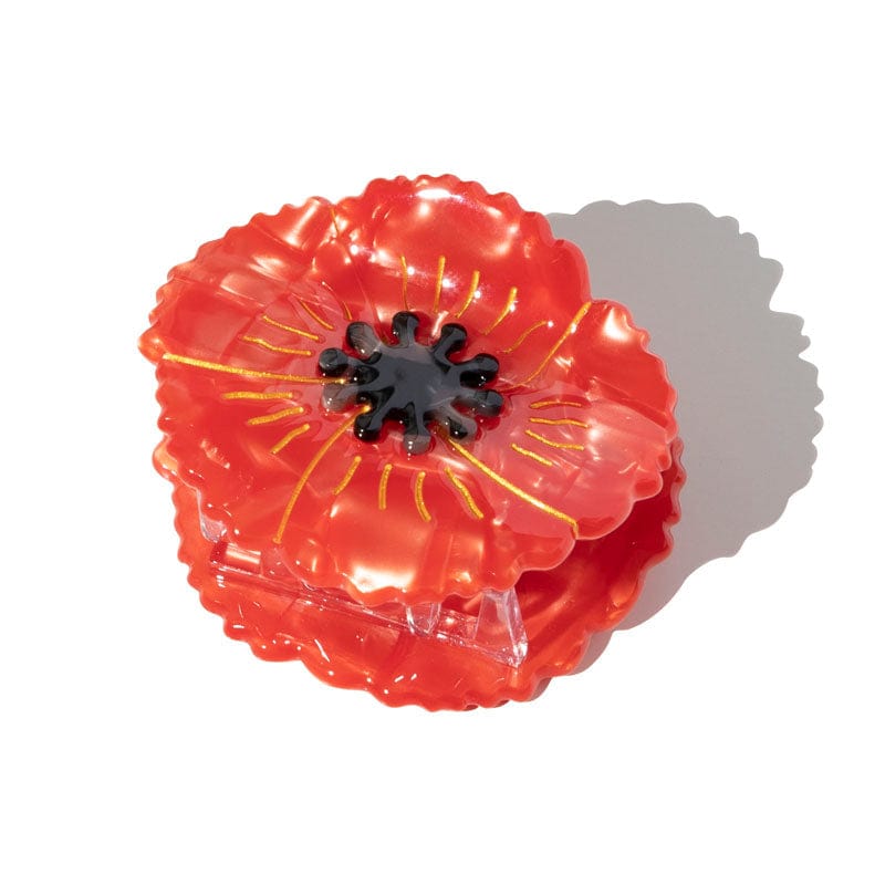 Pretty Red Poppy Flower Hair Claw