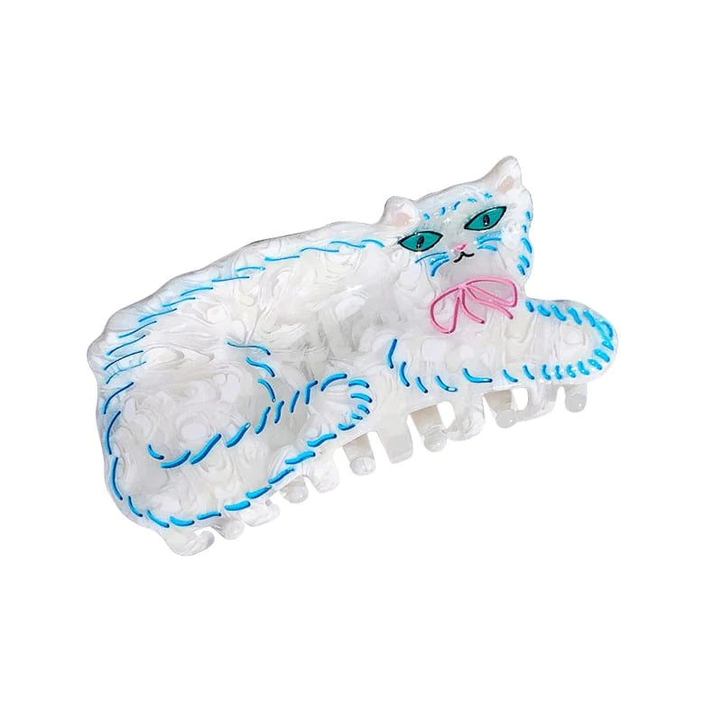 Adorable White Persian Cat Hair Claw